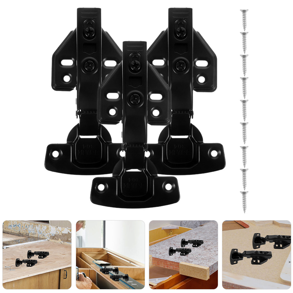 Cabinet Hinge Overlay - 3Pcs Black Stainless Steel Soft Close